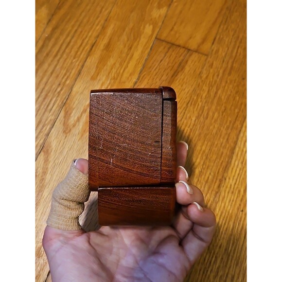 Vintage Wooden Cat Shaped Puzzle Trinket Box, 2.5" 4.5" x 4" - Picture 9 of 11